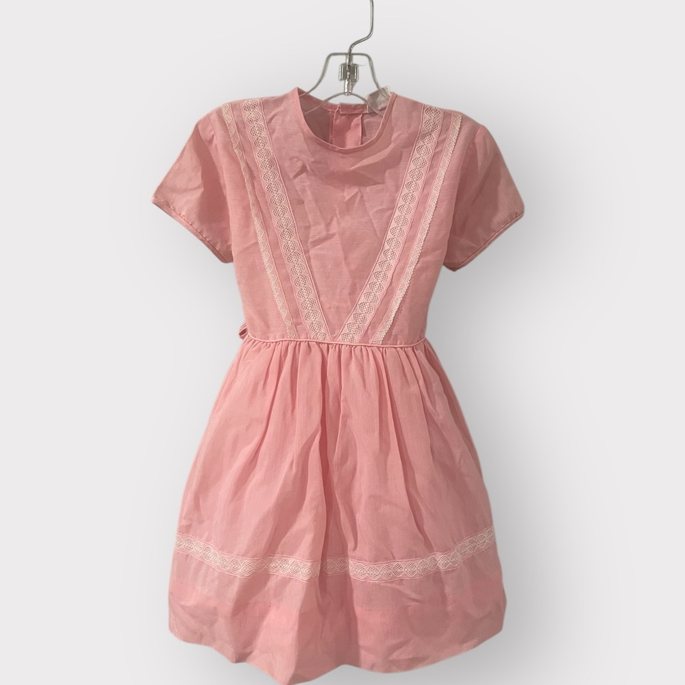 Vintage 60s Cinderella Pink Cotton & Eyelet Girl’s 4T Dress
